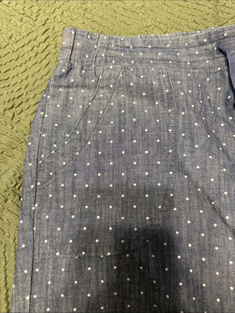 Talbots Blue Dot-Pattern Drawstring Shorts - Picture 2 of 6